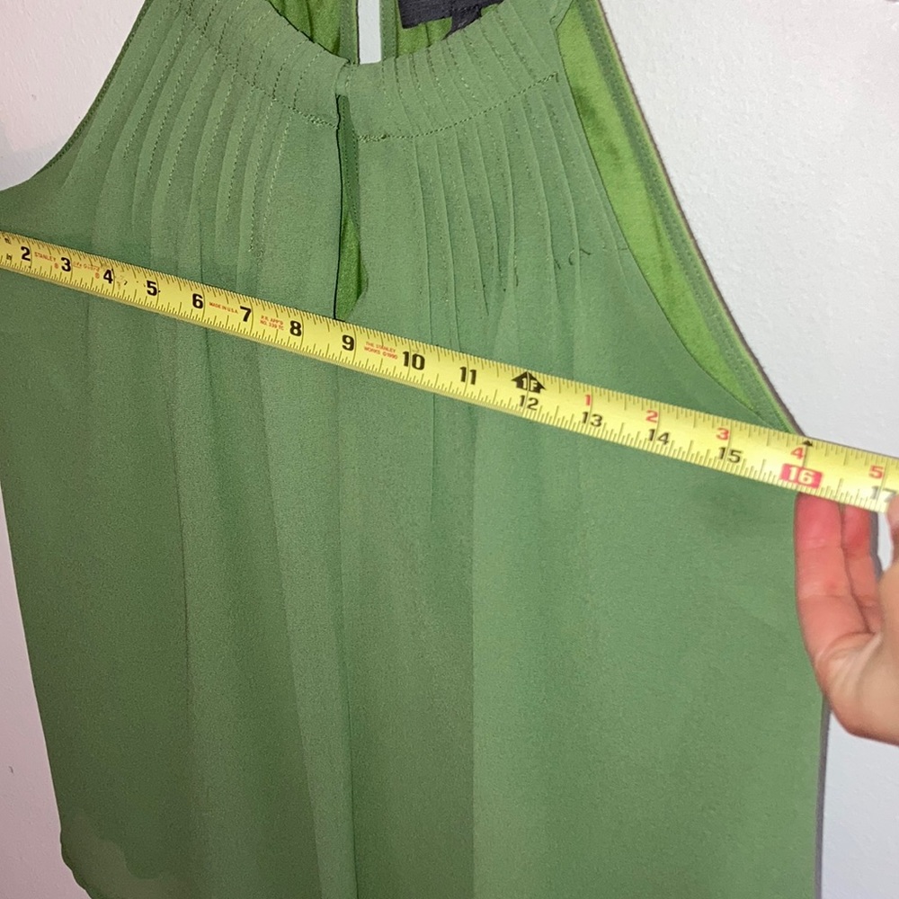 Dark lime green Anthropologie sleeveless keyhole blouse
